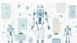 "An illustrative image for an article on 'Artificial Intelligence: Between Innovation and Challenges.' The image represents advanced technology applications and smart robots. It highlights the diverse uses of artificial intelligence in the future and symbolizes an optimistic vision and ongoing technological advancement."