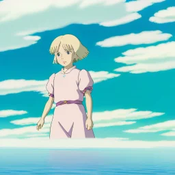 queen blond little girl in a ethereal water world