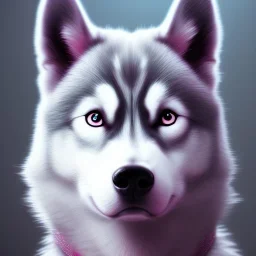 Husky, neon pink eyes, 8K, cinematic lighting, sharp focus, masterpiece, expert