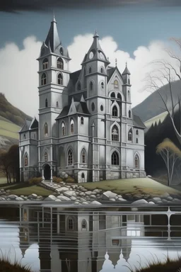 A gray monastery made out if steel painted by Edward Hicks