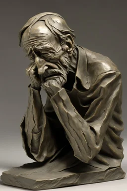 deformed sculpture of a man crying