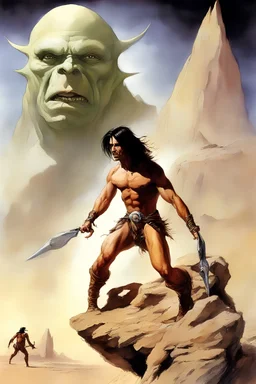 book covers, John Carter of Mars , watercolor, Movie poster, in the art style of Boris Vallejo,