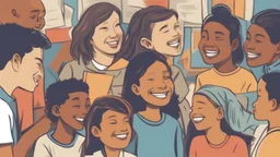 The representative image for this article depicts a group of students from diverse cultures and backgrounds interacting with each other in an open and stimulating educational environment. The students exchange ideas and experiences, engaging in what appears to be a lively cultural discussion. The image reflects positive social interaction and cultural learning in a diverse educational community, demonstrating an ongoing effort to understand and respect different cultures.