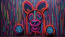 French bulldog face neon on wall