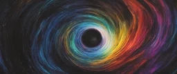 colorful, rainbow, A visually striking and abstract representation of the void and a black hole, utilizing dark hues and dynamic shapes to evoke the enigmatic and powerful aspects of cosmic emptiness, (visually striking abstract representation:1.4), (the void and black hole:1.5), (dark hues and dynamic shapes:1.3), (expressive and cosmic ambiance:1.2), drawing inspiration from abstract interpretations of the cosmic void and black hole phenomena