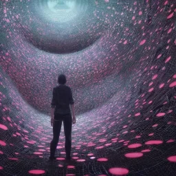 alone in the center of a round maze, sharp focus, highly detailed, art by greg rutkowski and teamLab, realistic