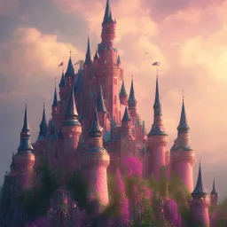 luminous castle pink Magic dream world