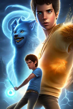 Percy Jackson with Zeus' thunderbolt