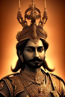 chhatrapati sambhaji face, theme art, Dark night atmosphere, 8K, close-up face, anatomically perfect face, roots,