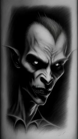 pencil drawing of vampire, Spooky, scary, halloween, realistic, black paper