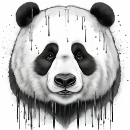 a large portrait front view of a sad panda head with tears from eyes, grief, melancholy, high quality, highly detailed, pure white background