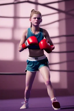 Chloe grace, athlete, boxing in coloful space