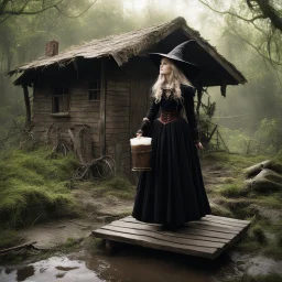 … She lived in a world of magic Possessed by the devil's skew From her shack near the swampland That's made of mud-pie brick Marie stirred her witch's brew