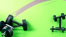 Background design suitable for a fitness club with an amazing color theme with dumbbells, barbells and gym equipment.