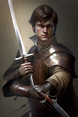 noble swordman with rapier short brown hair