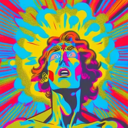a human having a spiritual experience in a pop art style