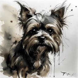 Yorkshire terrier in the style of Willem Haenraets, Yoji Shinkawa, Guy Denning, Florian Nicolle