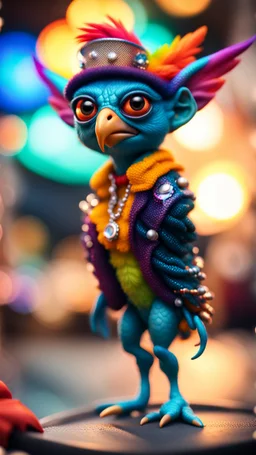 twisted rock star alien gremlin parrot pimp actress in heaven,bokeh like f/0.8, tilt-shift lens 8k, high detail, smooth render, down-light, unreal engine, prize winning