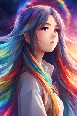 a girl with long hair standing in front of a rainbow, anime hd wallpaper, beautiful anime art style, hd anime wallpaper, beautiful anime portrait, anime fantasy artwork, anime painting, anime girl with cosmic hair, beautiful anime art, ultra hd anime wallpaper, beautiful anime style, cute anime girl portrait, anime arts, beautiful anime artwork, stunning anime face portrait