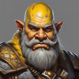 dnd, portrait of dwarf with yellow skin