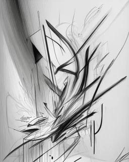 Abstract oil sketchy pencil outlines