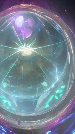 macro of a glass sphere enclosing a dimensional portal, a sparkling void, a glowing absence, high level of detail, saturated color palette, mystery atmosphere