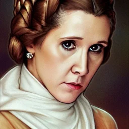 [[extrem beautiful photorealistic young Carrie Fisher as Princess Leia]] :: [[photorealistic brown eyes, short hair, head and shoulders portrait, 8k resolution photorealistic portrait by Greg Rutkowski, Artgerm, WLOP, Alphonse Mucha, dynamic lighting, hyperdetailed, intricately detailed, triadic colors]]