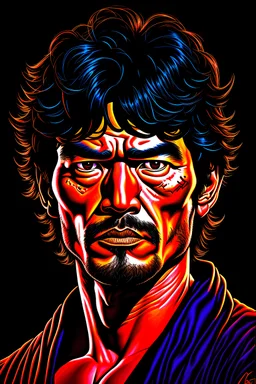 portrait of a dark haired man, by hiroshi hirata, 4k, digital illustration, painted by boris vallejo and greg rutkowski, award - winning illustration, highly detailed, studio lighting in the style of jody bergsma.