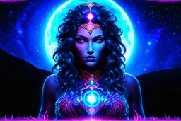 etsy uv reactive tantra godess, galaxy in background, high resolution 3d render,