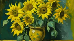 potted sunflowers painted by Vincent van Gogh