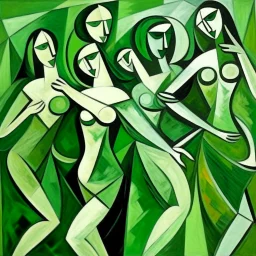 picasso 5 dansende vrouwen kubisme green