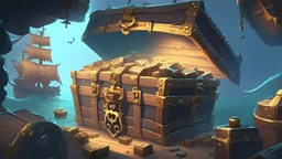 Sea of Thieves lots of treasure chest on a ship