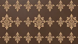 Beige Damask Pattern On Dark Brown Cement Wall.