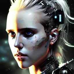 Danish singer MØ face,Abstract Yoji Shinkawa,cyberpunk,