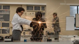 electrical sparks in the science lab