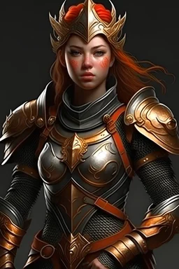Realistic badass godess in armour, while phasing