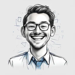 a drawing of a happy person who works in an IT company, with a transparent background