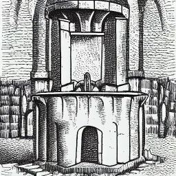 drawing of a medieval fountain