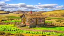 wooden house in the highlands of mongolia