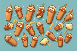 corndogs in a clean vector cartoon style