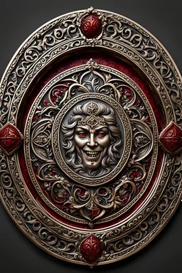 symbolic medallion of an ancient Catalan vampire sisterhood , highly detailed, ornate