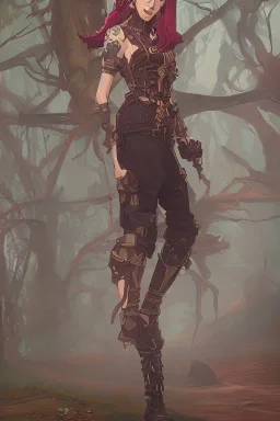 steampunk elf in a magical forest