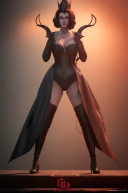 Mari Blanchard as evil queen in black leather, leather, busty, cleavage, angry, stern look. character design by cory loftis, fenghua zhong, ryohei hase, ismail inceoglu and ruan jia. unreal engine 5, artistic lighting, highly detailed, photorealistic, fantasy