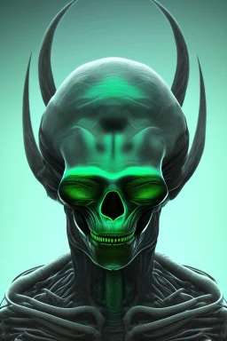 green alien, head, evil, black eyes, weapons, blood, 8k, finely detailed, photo realistic, HR Giger style turquoise skull head red Mohak alien moon