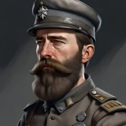 German ww2 young bearded tank commander in grey uniform realistic digital art