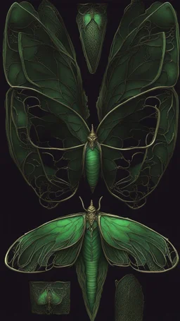 metal gothic green moth wings