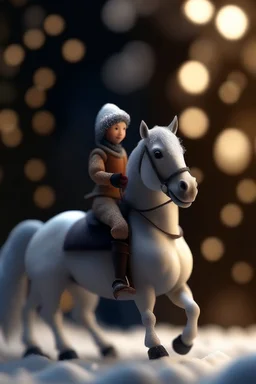 snowman riding a horse, zeiss prime lens, bokeh like f/0.8, tilt-shift lens 8k, high detail, smooth render, down-light, unreal engine, prize winning