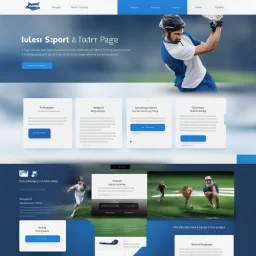 Design a user-friendly and visually appealing landing page for a sport website, prioritizing an intuitive user experience, blue colors