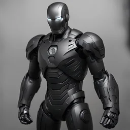 matte black iron man very detailed