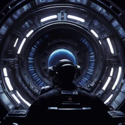 [movie shot by H.R. Giger in Verve colour palette] Cinematic side-profile of a pilot in a futuristic spaceship, slammed into his seat by extreme G-forces. Facial features strain under pressure. A round porthole beside him shows the dark void of space with faint star streaks. Cockpit illuminated by glowing panels and dramatic rim light, high-detail realism.